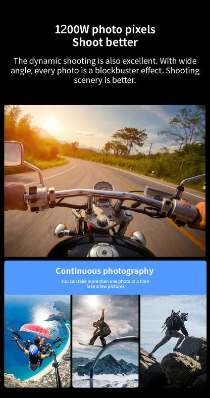 4K Full HD Wifi Portable Camera Waterproof and Anti Shake Sports Cameras Bicycle Motorcycle Helmet Cam Flashlight Camcorder