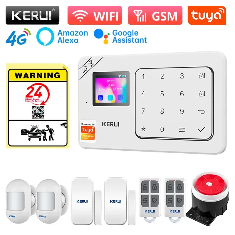 KERUI NEW 4G/WiFi Home Alarm System Tuya Smart Home Sesurity Alarm Wireless Burglary Protection PIR Motion Sensor APP Control