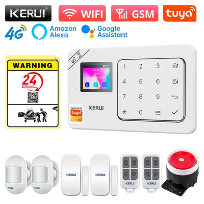 KERUI NEW 4G/WiFi Home Alarm System Tuya Smart Home Sesurity Alarm Wireless Burglary Protection PIR Motion Sensor APP Control
