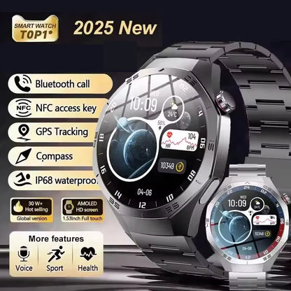 2025 New Smart Watch Men AMOLED Screen GPS Motion trajectory Heart Rate Bluetooth Calls SmartWatch Waterproof