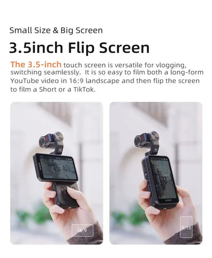 M5 Vlog Action Camera 5K 30fps/ 4K 60fps 3-Axis Anti-shake Digital Video Camcorder 180° Rotation Lens 3.5"Screen Face Tracking