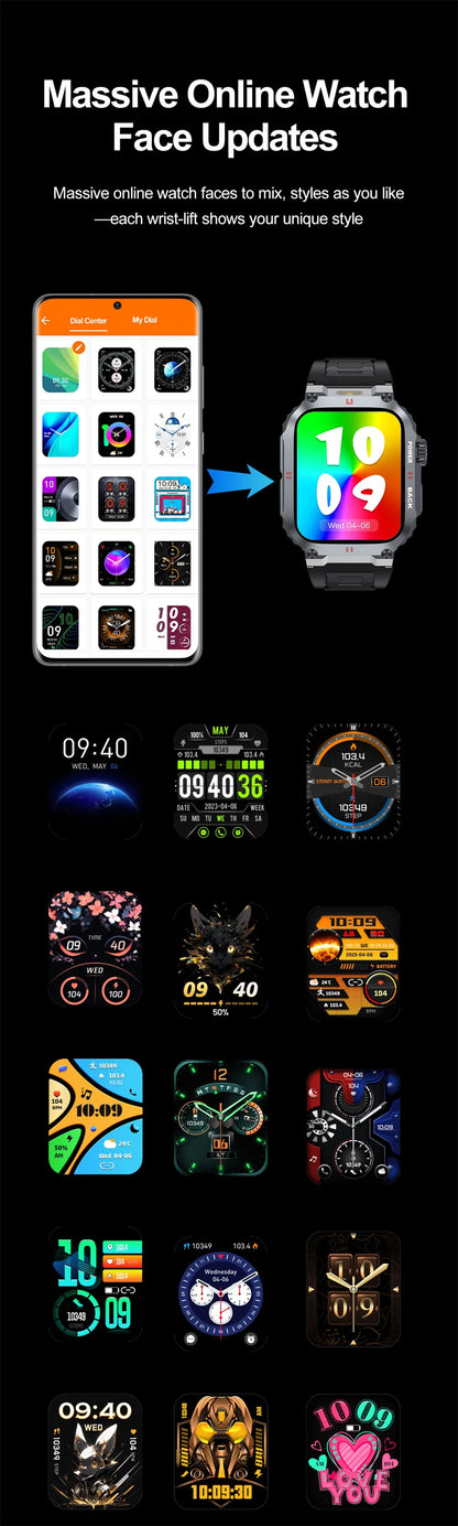 Men's Outdoor Sports Bluetooth Call Smart Watch 1.91 Inch Full Screen Touch Flashlight 110+ Sport Mode Smartwatch 2025 New