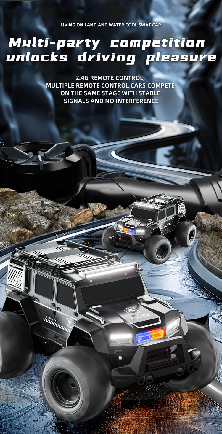 Rc Car Waterproof Amphibious 4Wd Off-Road Vehicle Remote Control Water Land Crawler Stunt Climbing Truck Toys for Boys Children