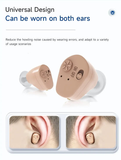Noise-Reducing Hearing Aid Earphones Assistive Listening Earphones for the Deafness Behind Ear Adjustable Amplifier Speaker