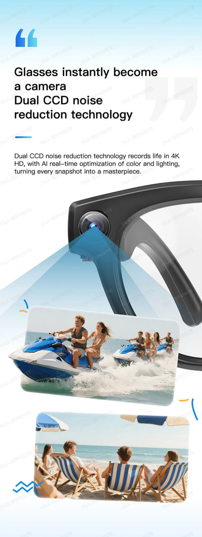 New Smart Glasses 2025 Recording Videos 800W Camera AI Photo Recognition Answer Translation Charging Lens BT Music Smartglasses