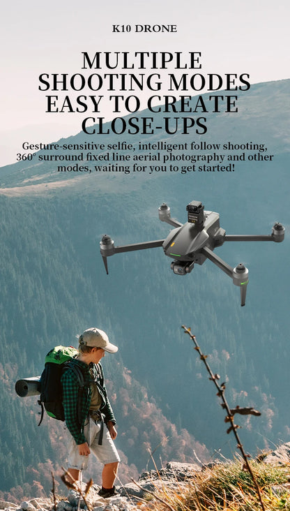 10KM 35 Mins With Touch Screen RC K10 Professional GPS Drone with 3-Axis Gimbal 8K Dual Camera FPV Brushless Airdrop Quadcopter