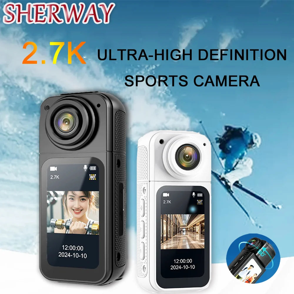 Thumb Action Camera Mini 2.7K Sport Go Pro Cameras Pocket Cam Instant 180°Angle WIFI Recorder Magnetic Attraction Bracket Camera