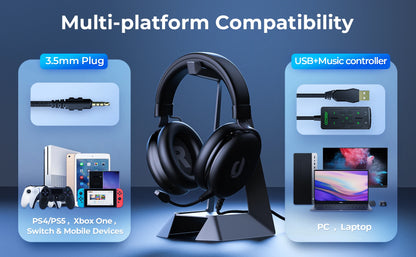 Gaming Headset for PC, Ps4, Ps5, Xbox Headset with 7.1 Surround Sound, Gaming Headphones with Noise Cancelling Mic