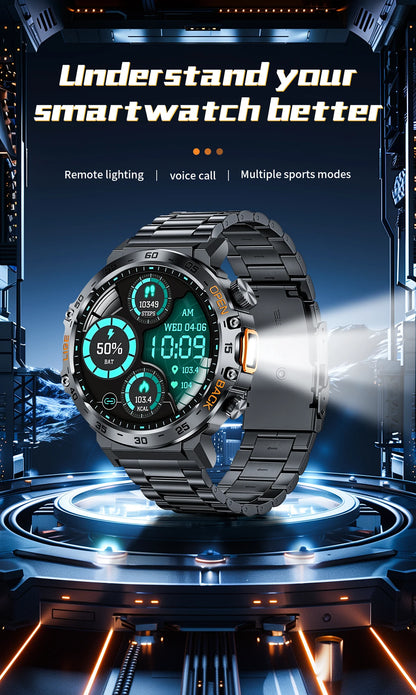 LIGE 2024 Smart Watch Men 360*360 AMOLED HD Screen Waterproof Sport Fitness Watches Flashlight New Men Smartwatch For Andrio IOS