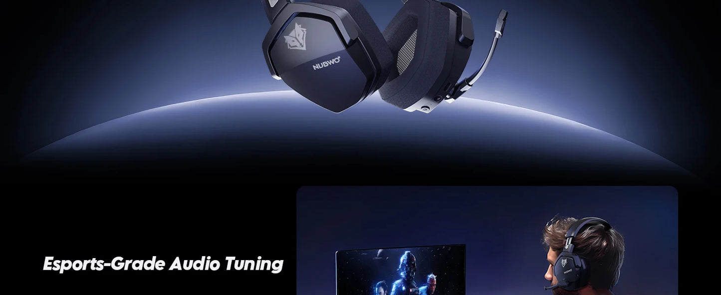 NUBWO G06 Wireless Headsets Gamer 2.4GHz Bluetooth 5.3 Gaming Headphones with Dual Microphone for PS5, PS4, PC, Mobile, Switch