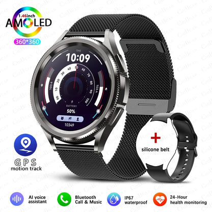 1.43 Inch 360 * 360 AMOLED HD Screen Smartwatch Women Voice Assistant Waterproof Bluetooth Call Smart watch Men For Android IOS