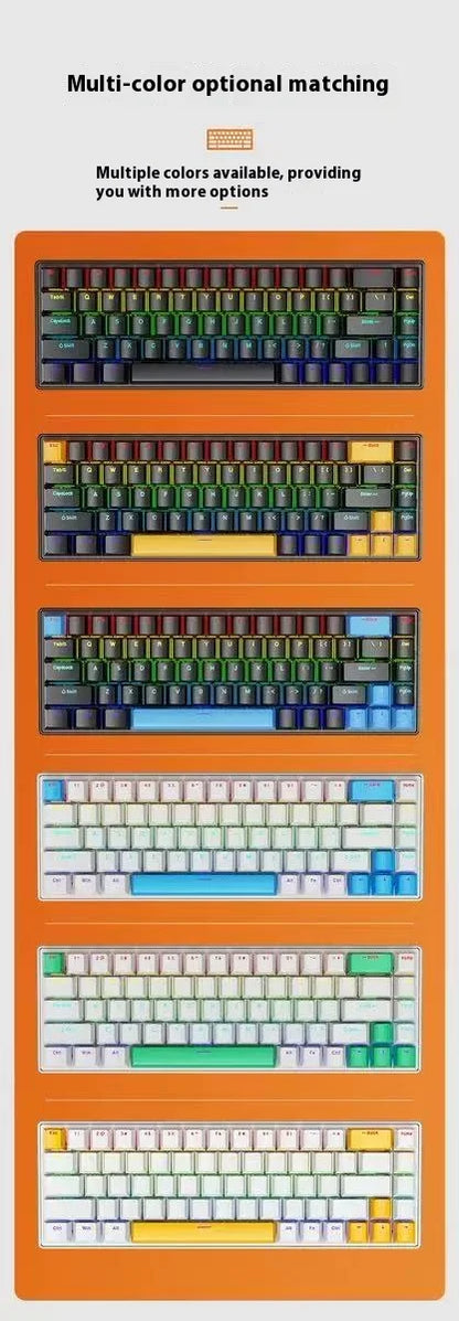 2025 new 68-key game mechanical keyboard mini 65% compact RGB backlit ergonomic wired film keyboard, suitable for laptop desktop