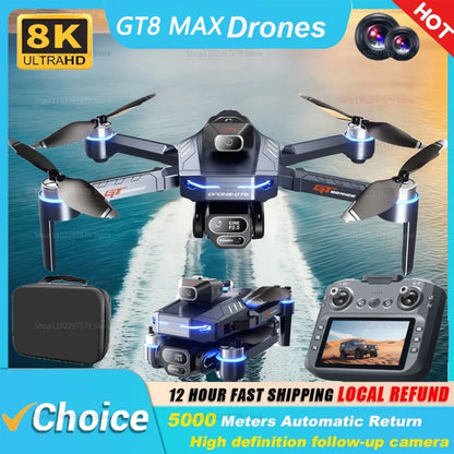 GT8MAX Drone Professinal RC 8K HD Cameras WIFI FPV Height Hold Gesture Photography Foldable Quadcopter Screen Remote Control Gif