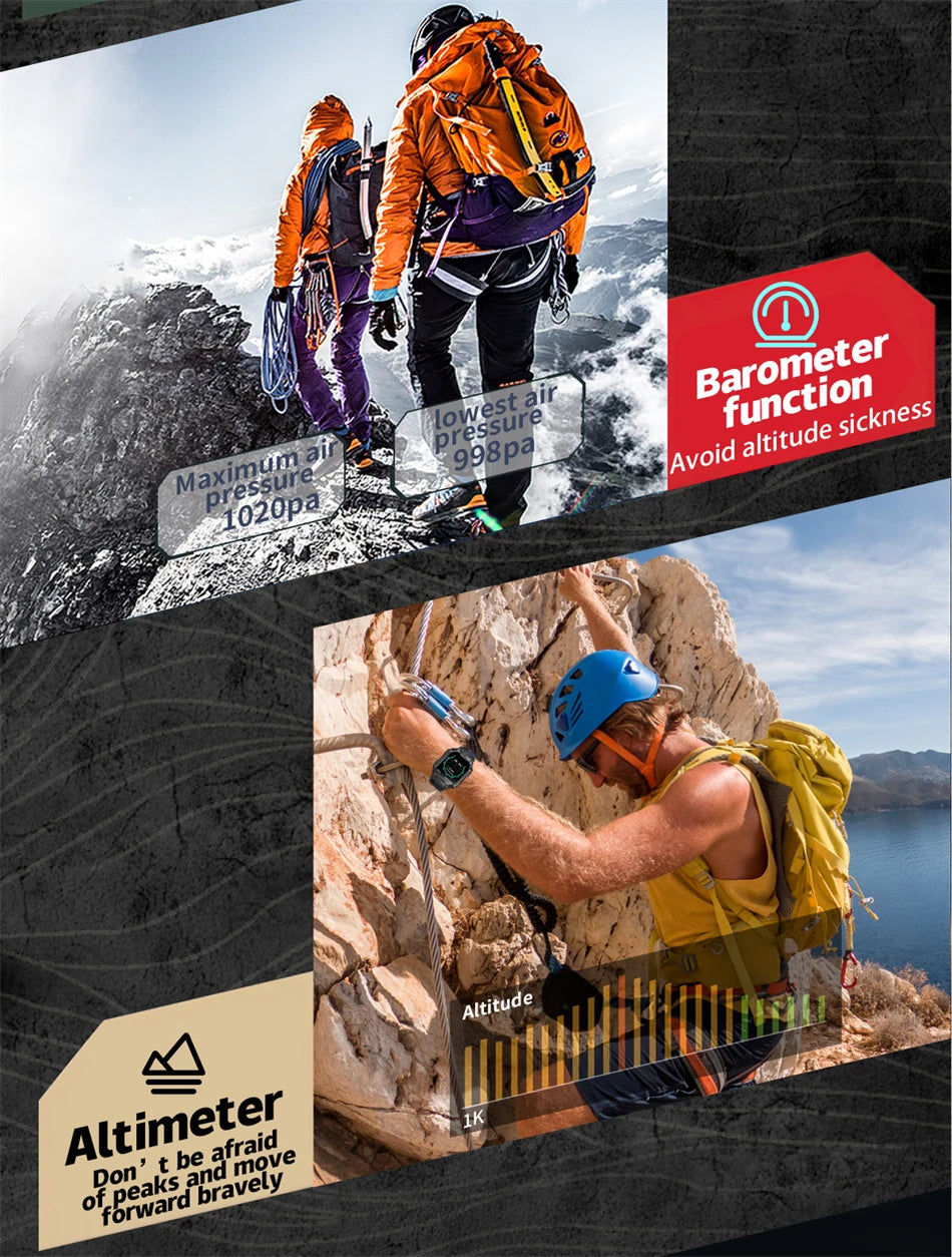 2.1 Inch AMOLED HD Screen Smartwatch Men Compass GPS Outdoor Sports Health Monitoring 1ATM Waterproof Bluetooth Call Smart watch