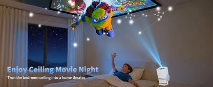 DESS Mini Projector Outdoor Portable Powered By Power Bank 4K Decoding Native 720P WiFi 6 BT 5.0 180°Rotatable Movie Projector