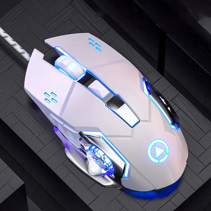 Fluent Colorful Light Wired Mouse 7-Color Illuminated USB Mouse with Sound Mechanical Mechanical Mouse PC Laptop