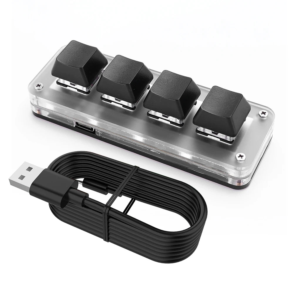 3 Key 1 Knob/4 Key Mini Mechanical BT Keyboard RGB Wired USB Mechanical Macropad Red Switches for Gamers/Designers/Video Editor