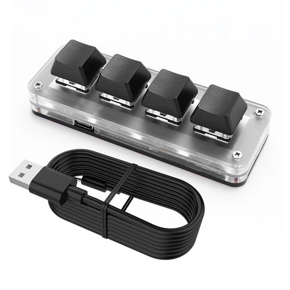 3 Key 1 Knob/4 Key Mini Mechanical BT Keyboard RGB Wired USB Mechanical Macropad Red Switches for Gamers/Designers/Video Editor