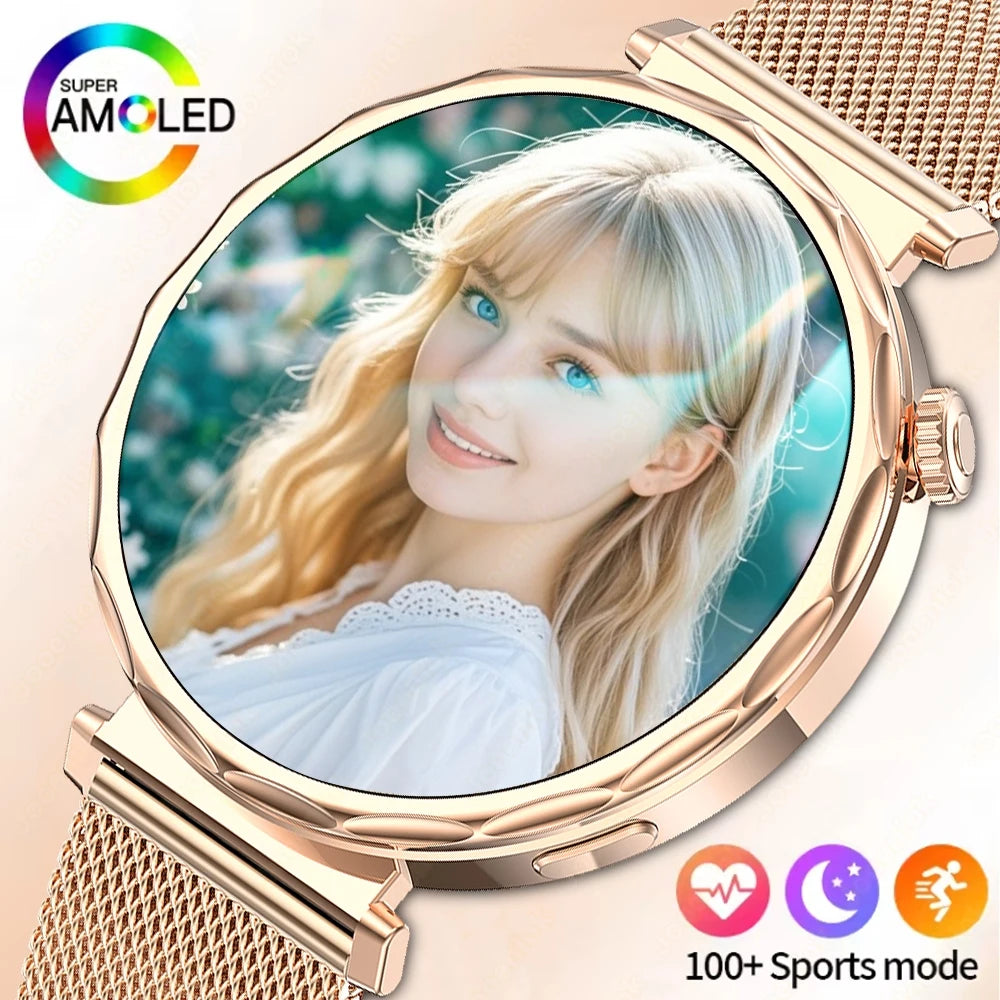 Fashion Women Bluetooth Call Smart Watch Watch AMOLED HD Screen Health Monitoring Waterproof Smartwatches 2025 New Android IOS