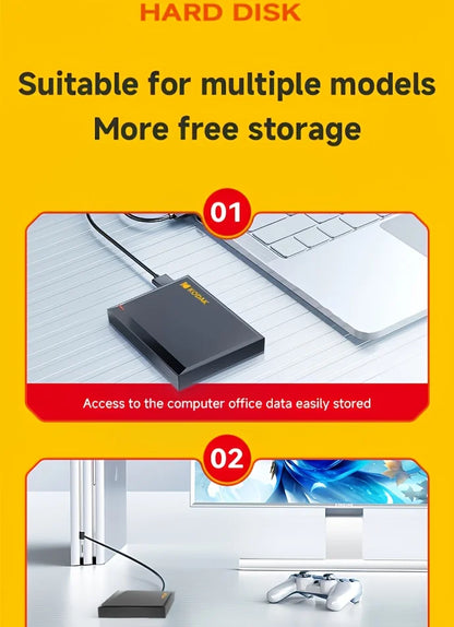 KODAK, P190, Portable HDD mechanical mobile disk, 500GB/1Tb/2Tb, portable gaming hard drive storage, suitable for PC, electronic