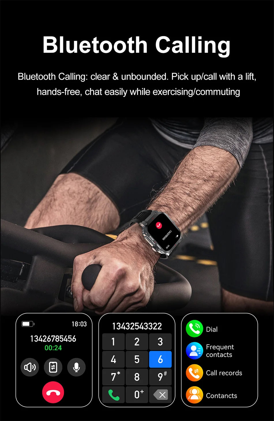 Men's Outdoor Sports Bluetooth Call Smart Watch 1.91 Inch Full Screen Touch Flashlight 110+ Sport Mode Smartwatch 2025 New