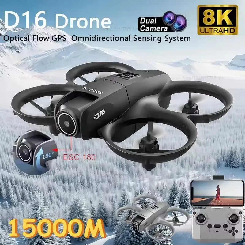 For Xiaomi D16 Mini Drone 8K HD Dual Camera Profesional 180° Electric Adjustable GPS Positioning Obstacle avoidance Bushless UA