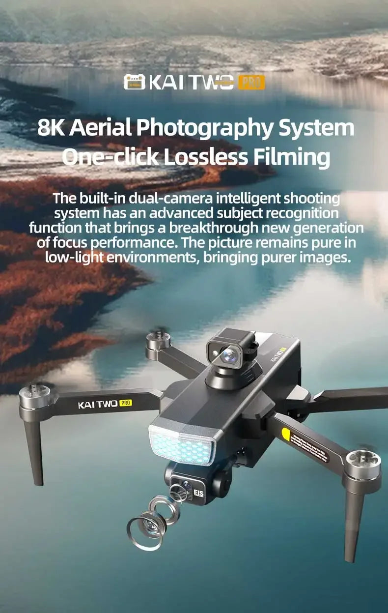 Professional 3-axis PTZ KAITWO PRO Drone 8K 5G with Screen Control 360° Laser Obstacle Avoidance Brushless Quadcopter GPS RC UAV
