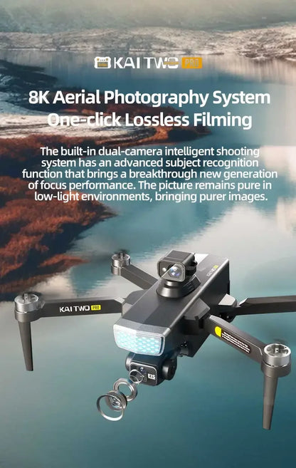Professional 3-axis PTZ KAITWO PRO Drone 8K 5G with Screen Control 360° Laser Obstacle Avoidance Brushless Quadcopter GPS RC UAV
