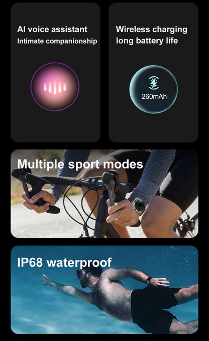 LIGE NFC Smart Watch Men AMOLED HD Screen Wireless Charging Heart Rate Bluetooth Voice Assistant Sports Watches Men Smartwatch