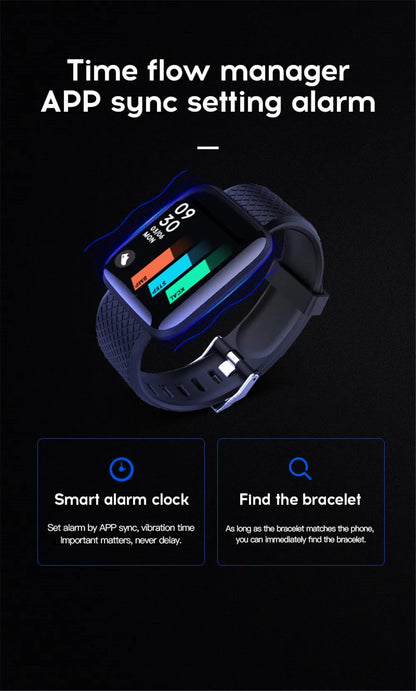 Smart Watch Sport Fitness Bracelet Control Music Message Display Pedometer Bluetooth Connect Smartwatch 116 Alarm Clock Weather