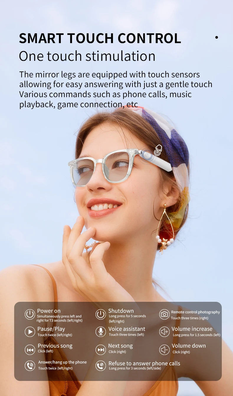 Smart glasses new color-changing lenses multifunctional sunglasses transparent anti-blue light eye protection for men and women