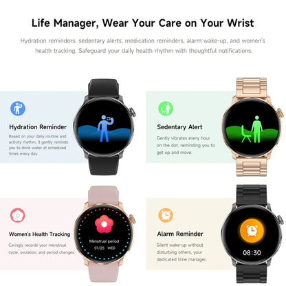 Fashion Women Bluetooth Call Smart Watch DIY Dial Health Monitoring Full Screen Touch Smartwatches 2025 New Android IOS