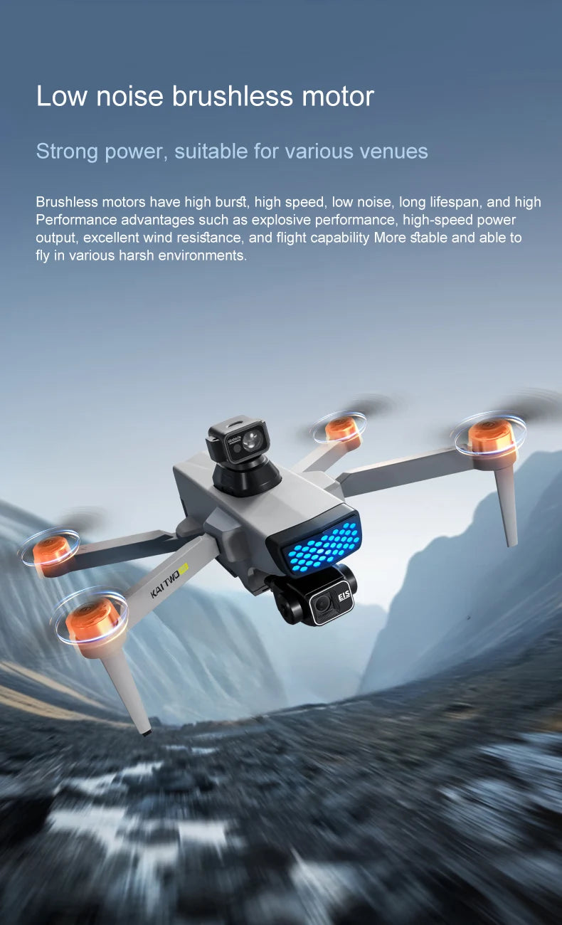 KAITWO Pro GPS Drone HD Camera Aerial Photography FPV 4K 3-axis Anti-shake Gimbal Brushless Obstacle Avoidance Quadcopter Toys ﻿