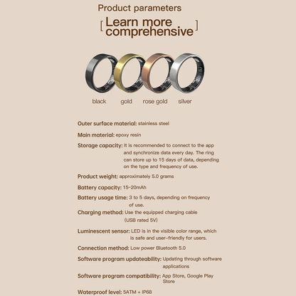 2025 smart ring for men women,Sleep, Heart Rate,Oxygen Monitor, 5ATM Waterproof,Bluetooth TK5 sports rings for men,Holiday Gift