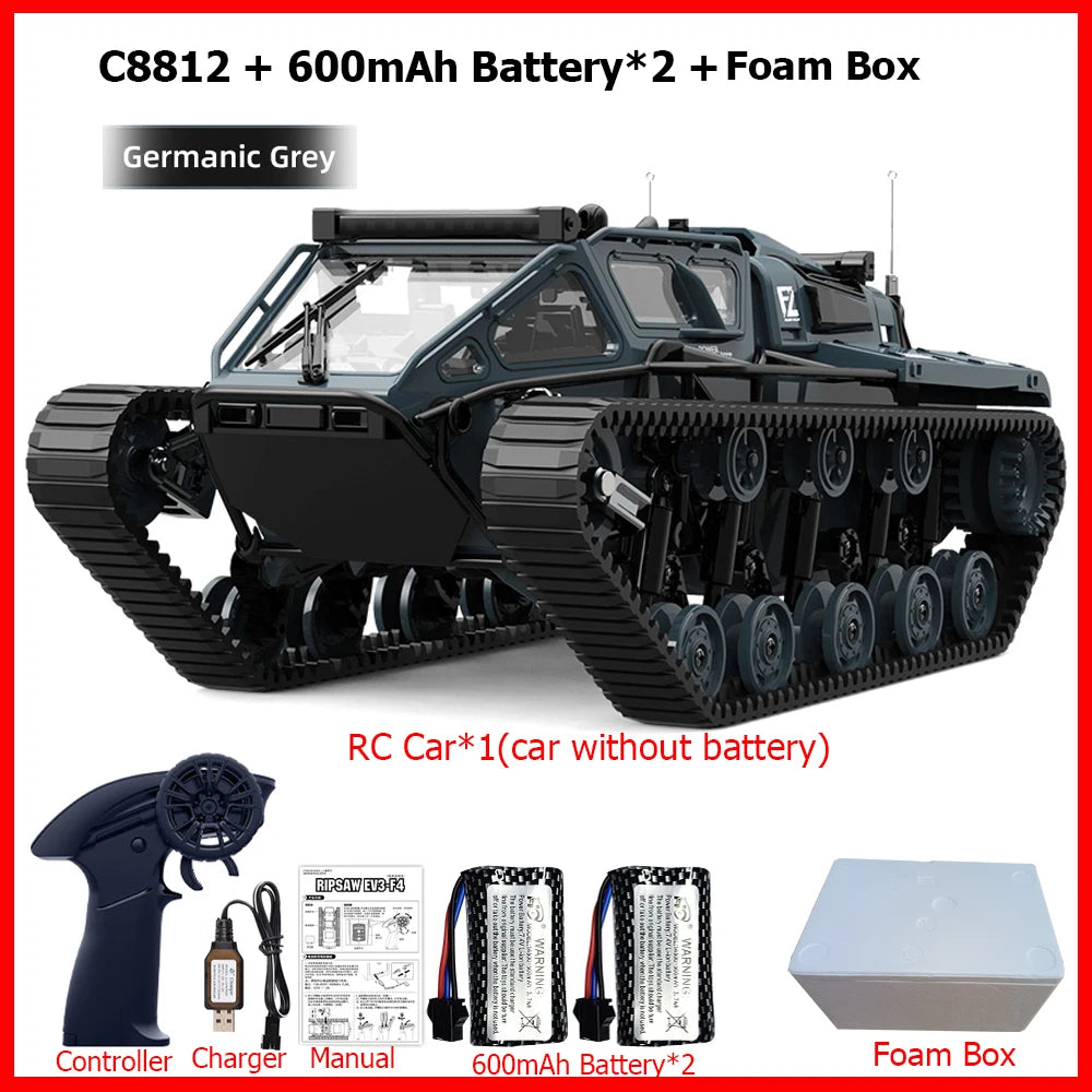 JJRC C8812 / C8812 MAX RC Car Full Scale Tracked Tank Simulation 2.4G Remote Control Car Drift LED Light Off-Road RC Toy As Gift