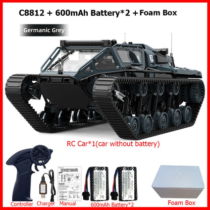 JJRC C8812 / C8812 MAX RC Car Full Scale Tracked Tank Simulation 2.4G Remote Control Car Drift LED Light Off-Road RC Toy As Gift