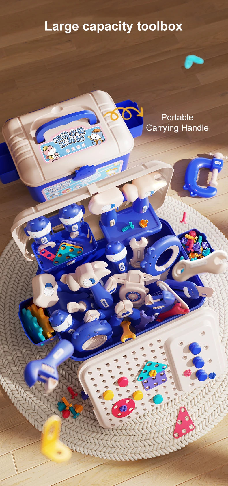 Children's Tool Set with Electric Toy Drill Kids Power Construction Toy Pretend Play Toy Tools Kit for Toddler Boys Girls Child