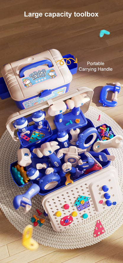 Children's Tool Set with Electric Toy Drill Kids Power Construction Toy Pretend Play Toy Tools Kit for Toddler Boys Girls Child