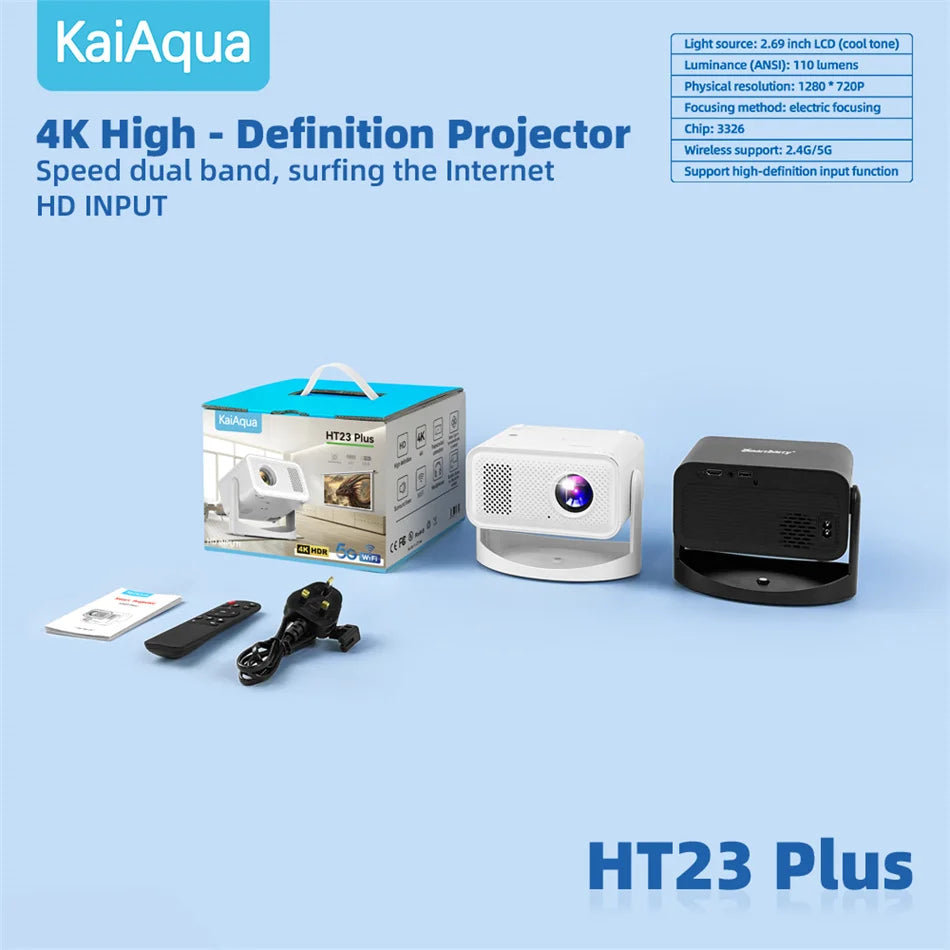2025 Hot Projector 650 ANSI Android 13 Portable 4K Native Wifi 6 Bluetooth 5.2 1080P Auto Keystone Correction Home Projectors