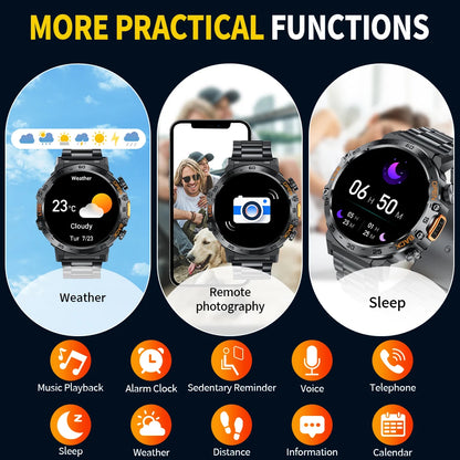 LIGE 2025New Smart Watch Men 360*360 AMOLED HD Screen Waterproof Sport Fitness Watches Flashlight New Smartwatch For Android ios