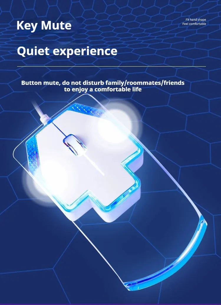fashionable Wired Transparent Colorful Light-emitting Mouse Ergonomics mute ultra-thin Game Mice For PC Laptop Computer Gifts