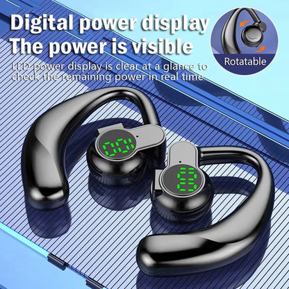 ‌Open-Ear Wireless Earphones Bluetooth 5.4 -Bone Conduction ENC Noise Cancelling with LED Display for Sports/Driving/Gaming ‌