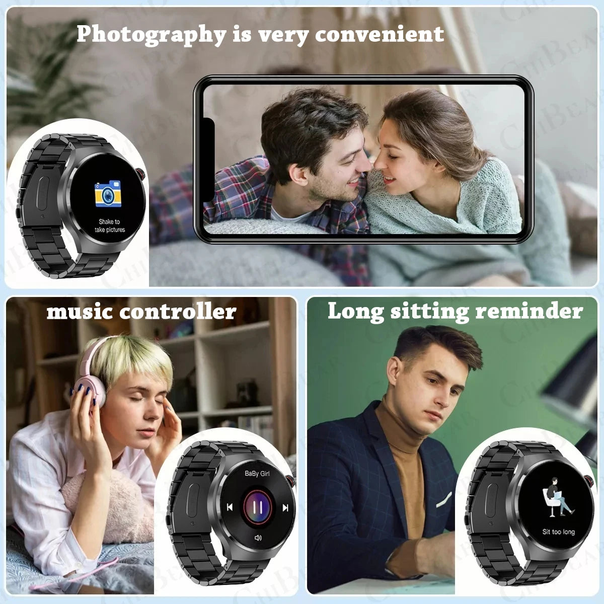 2025 New Fashion Ladies Smart Watch Full Screen Touch Health Monitoring Waterproof Blue Call Smartwatches Android IOS