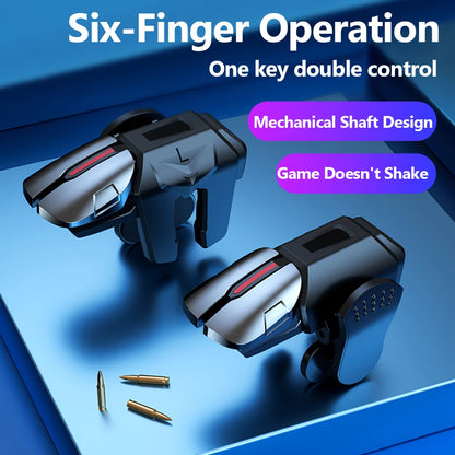 G21 1 Pair 6 Finger Game Controller Gamepad Flexible Sensitive Gaming Aim Shooting Triggers Joystick Button for PUBG Mobile