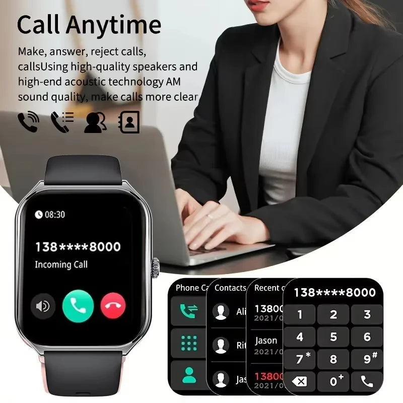 2025 new smart watch, 1.96-inch sports watch, IP67 waterproof, 110+ sports mode, fitness activity tracker, ultra-thin watch.