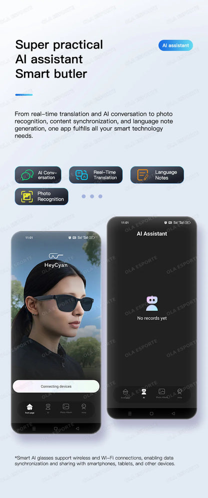New Smart Glasses 2025 Recording Videos 800W Camera AI Photo Recognition Answer Translation Charging Lens BT Music Smartglasses
