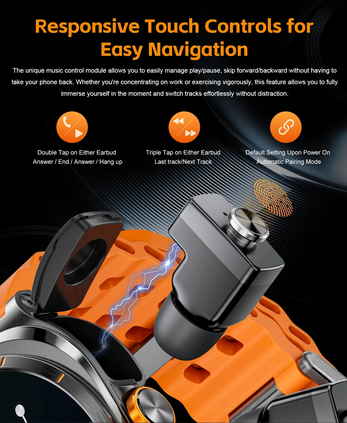 2025 New Smart Watch With 2 in 1 TWS Wireless Headset Bluetooth Call 1.53" AMOLED Screen 400mAh IP67 Waterproof Sport Smartwatch