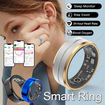 NEW Smart Ring Military Grade Titanium Steel Smart Rings for Women Men Health Monitoring IP68 & 5ATM Waterproof Multi-sport Mode