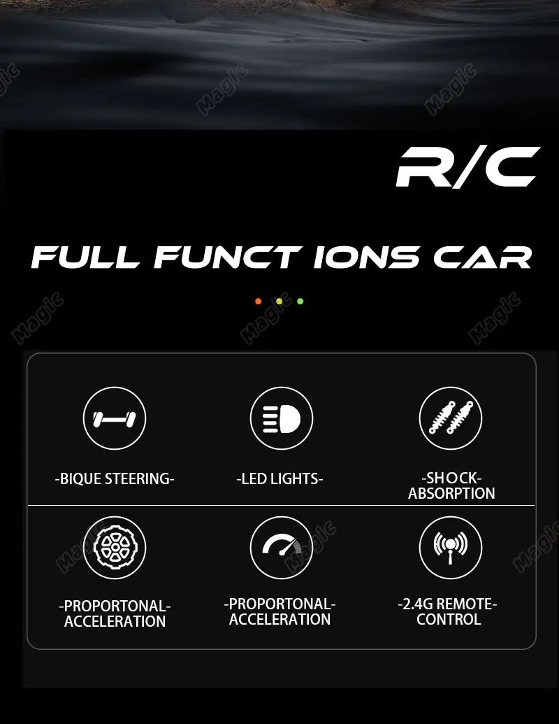 RC Car 2.4Gh Model With LED Lights 2WD High Speed Off-road Remote Control Climbing Vehicle Outdoor Cars Drift Kid Toys Boys Gift