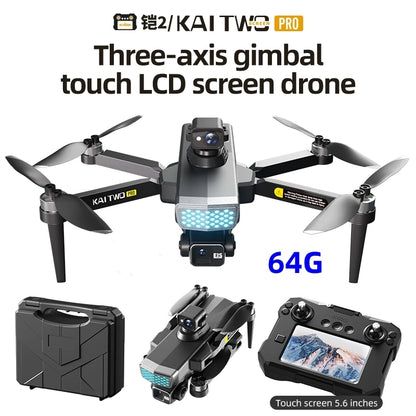 Professional 3-axis PTZ KAITWO PRO Drone 8K 5G with Screen Control 360° Laser Obstacle Avoidance Brushless Quadcopter GPS RC UAV